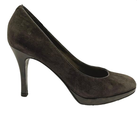 VGUC - Ann Taylor Faux Tortoise Shell Brown Suede Stilettos - Picture 1 of 8